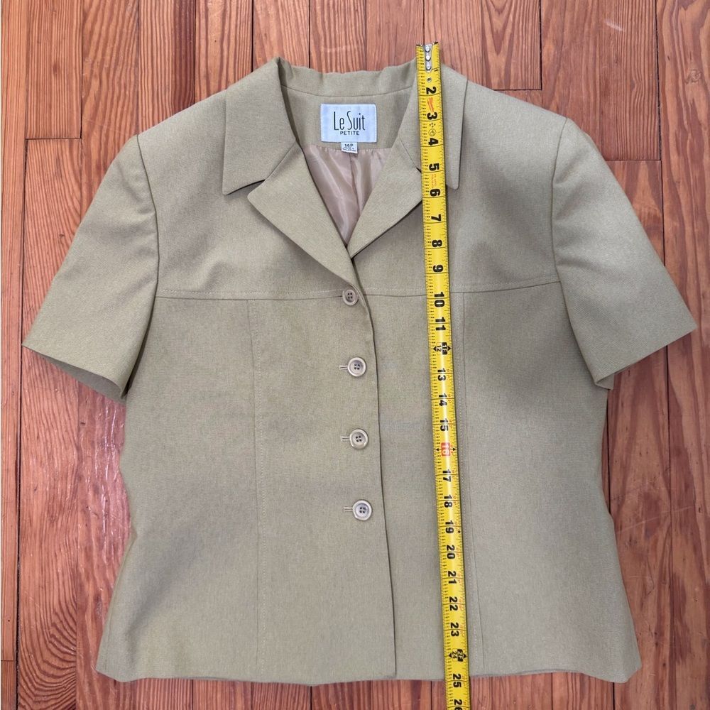 Vintage Le Suit Petite 2-Piece Skirt Suit Women’s 14P Khaki Office Career Set - Picture 2 of 9